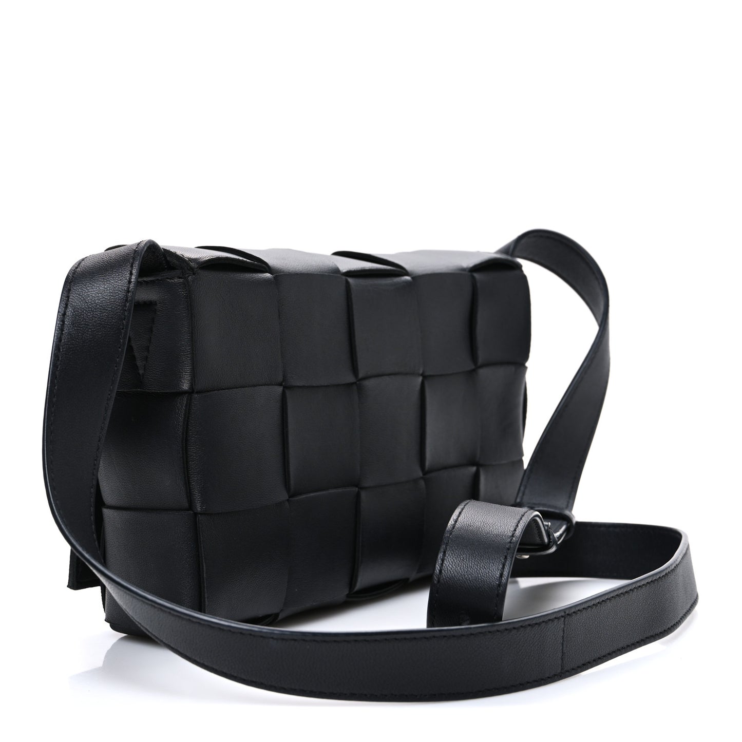 Lambskin Maxi Intrecciato Cassette Crossbody Bag Black