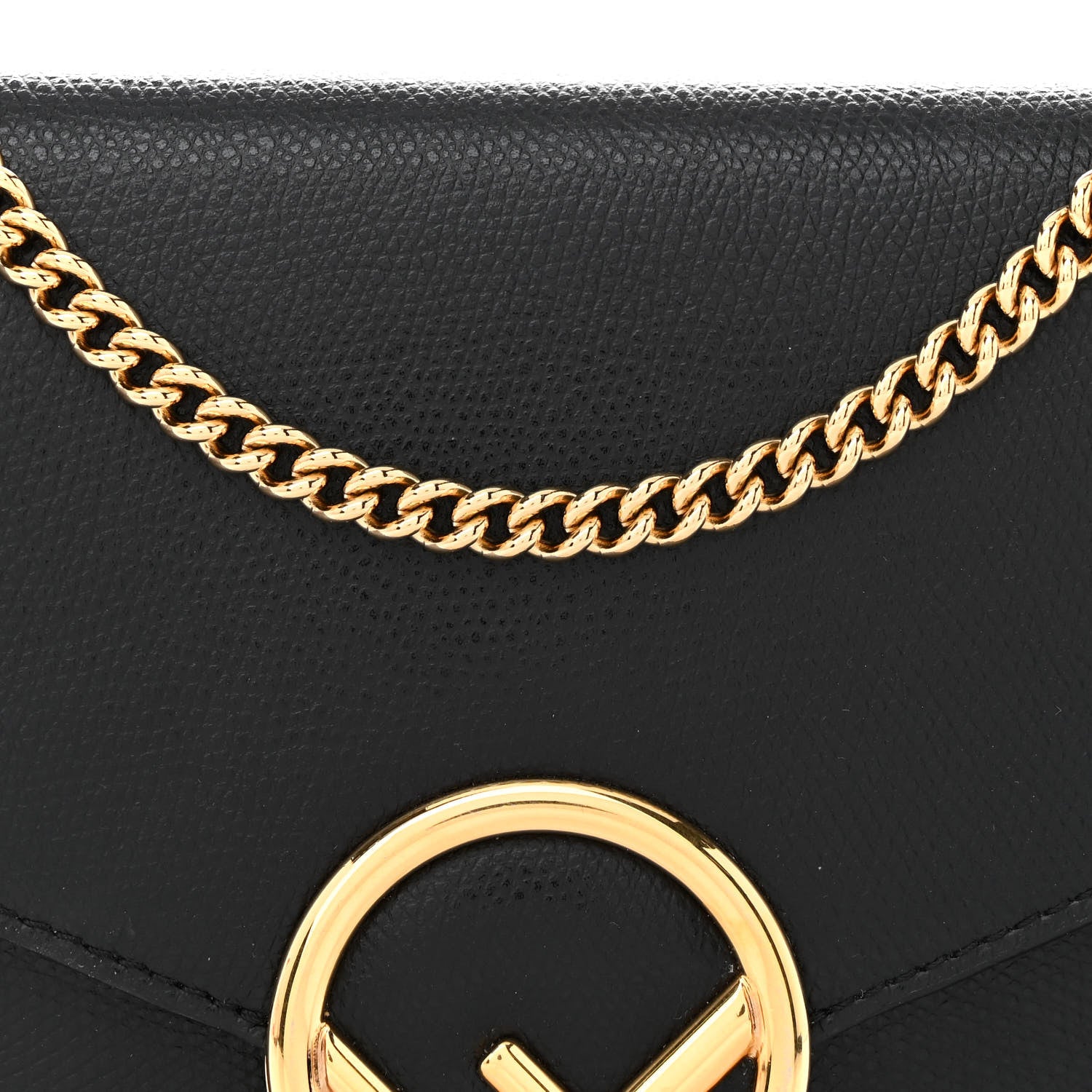 Fendi Vitello Cruise F is Fendi Medium Envelope Wallet on Chain Black 9 of 11