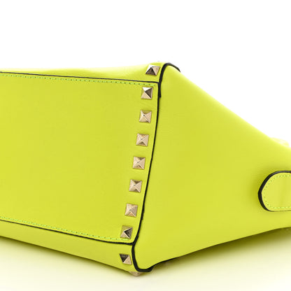 Valentino Garavani Vitello Small Rockstud Double Handle Tote Yellow Fluo 7 of 12