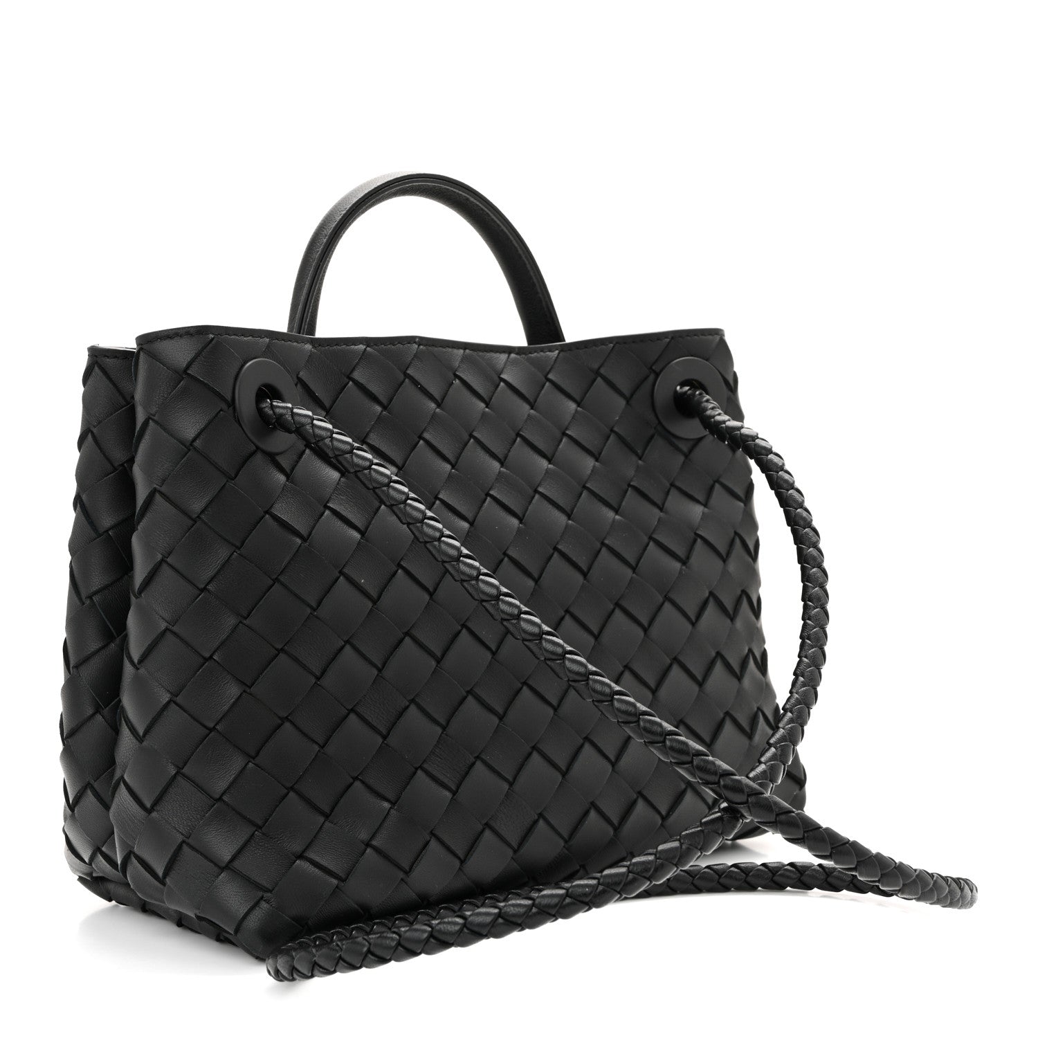 Bottega Veneta Nappa Intrecciato Small Andiamo Shoulder Bag Black