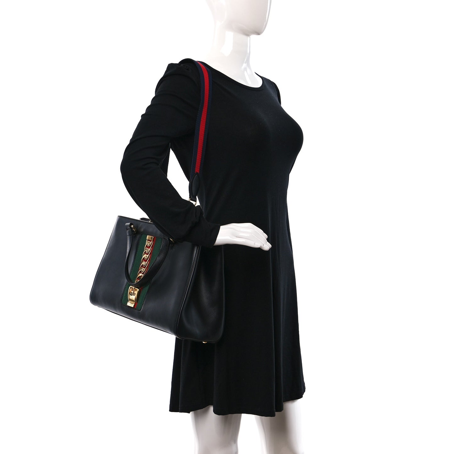 Calfskin Large Sylvie Top Handle Tote Black