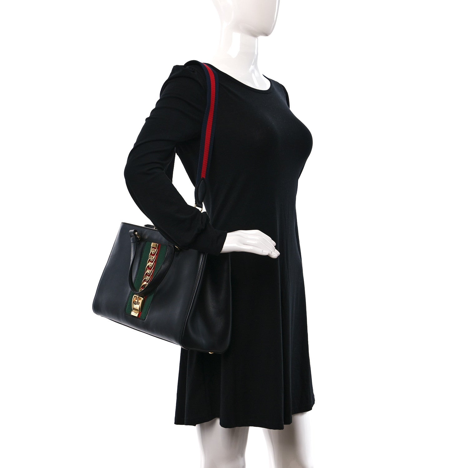 Gucci Calfskin Large Sylvie Top Handle Tote Black 2 of 9