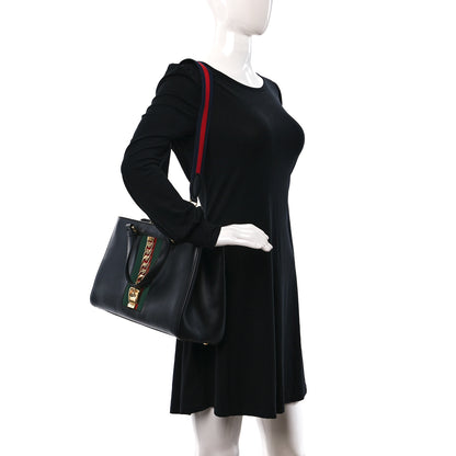 Gucci Calfskin Large Sylvie Top Handle Tote Black 2 of 9