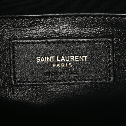 Saint Laurent Shiny Calfskin Crocodile Embossed Manhattan Baguette Black 6 of 9
