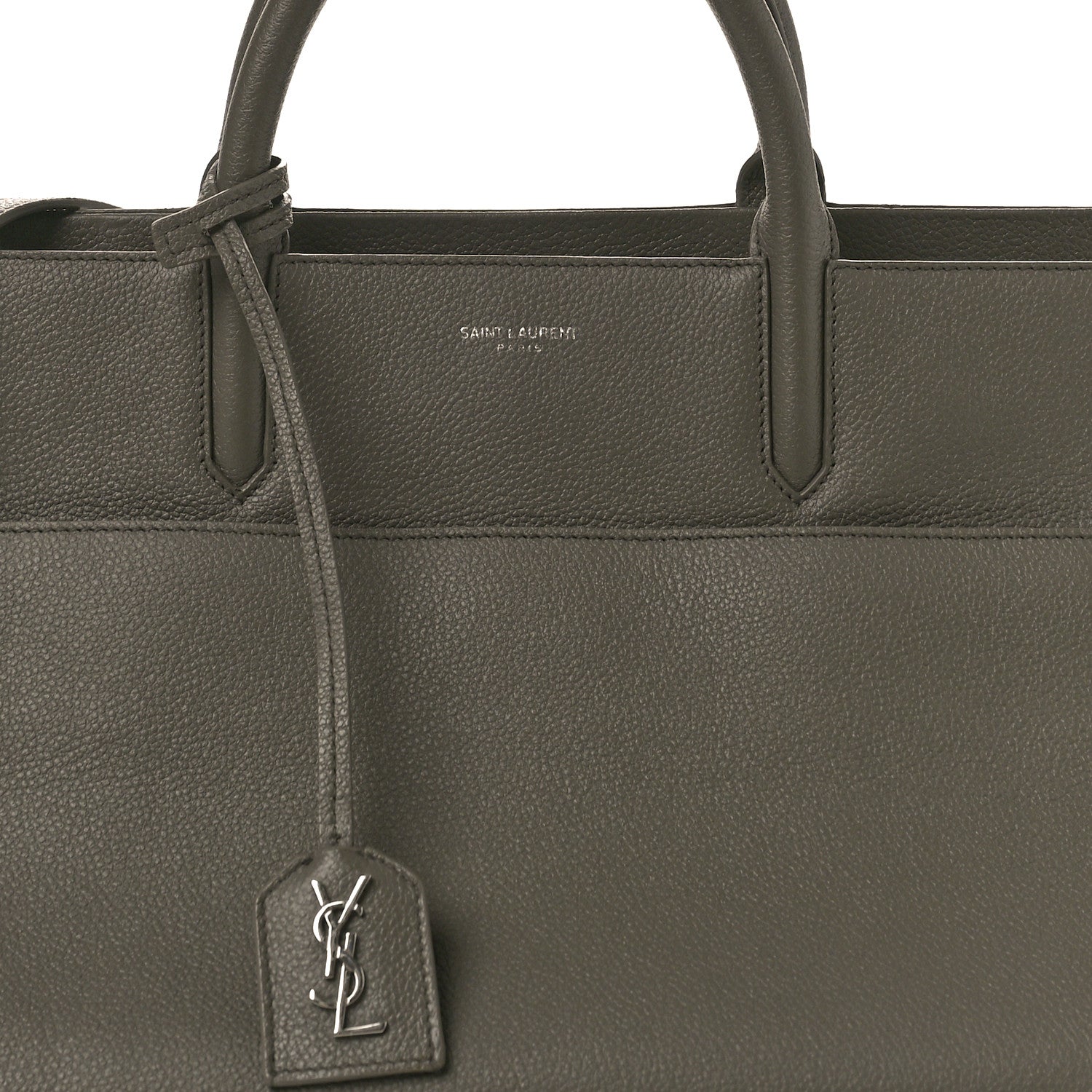 Saint Laurent Grained Calfskin Small Cabas Rive Gauche Fog 8 of 13