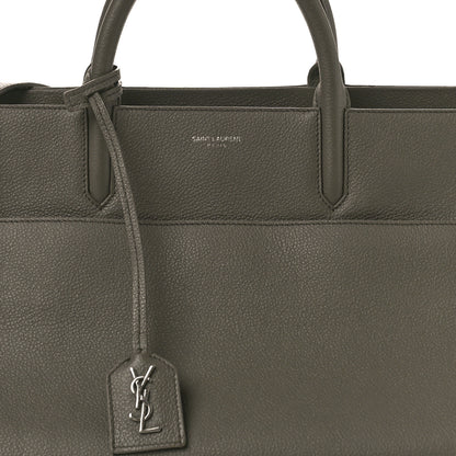 Saint Laurent Grained Calfskin Small Cabas Rive Gauche Fog 8 of 13