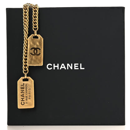 Chanel Metal ID Dog Tag Charm Necklace Gold 4 of 4