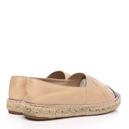 Chanel Lambskin CC Espadrilles 38 Beige Black 4 of 11