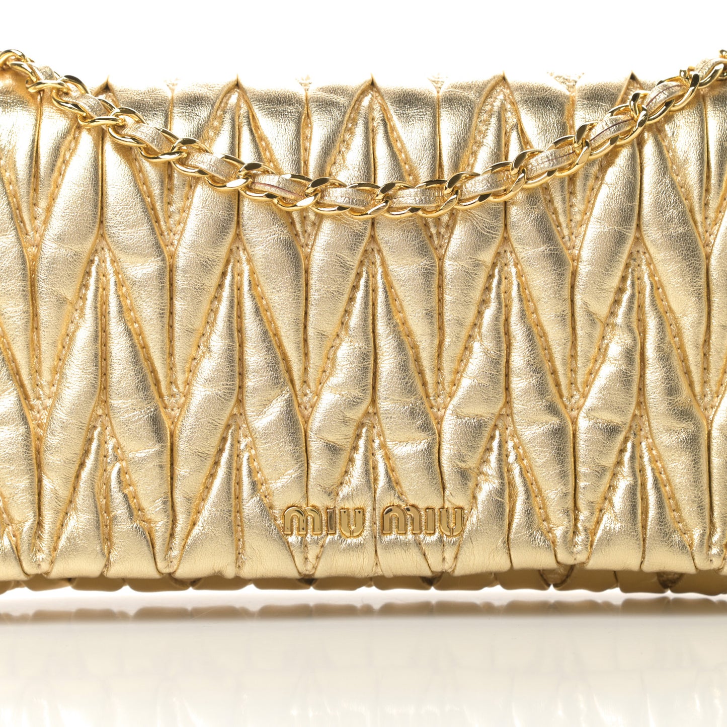 Nappa Matelasse Flap Clutch Gold