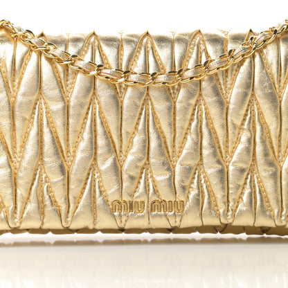 Miu Miu Nappa Matelasse Flap Clutch Gold 10 of 13