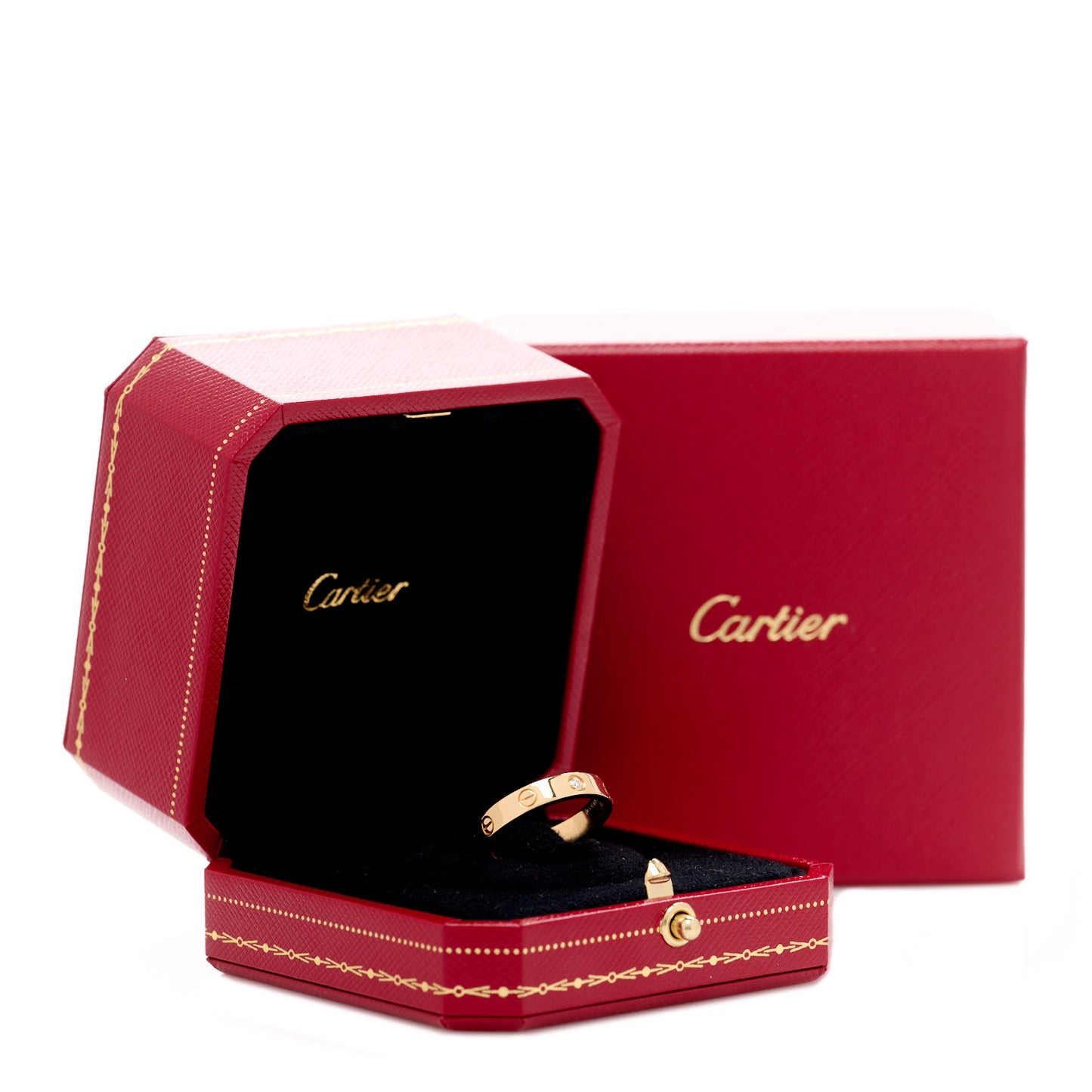 18K Yellow Gold Diamond 4mm LOVE Wedding Band Ring 57 8