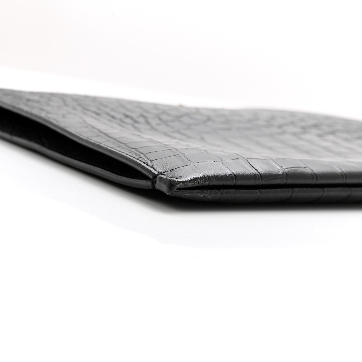 Saint Laurent Calfskin Crocodile Embossed Document Holder Black 9 of 9