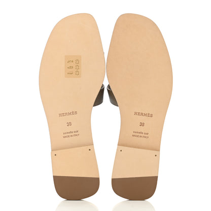 Hermes Epsom Oran Sandals 38 Etoupe 5 of 9