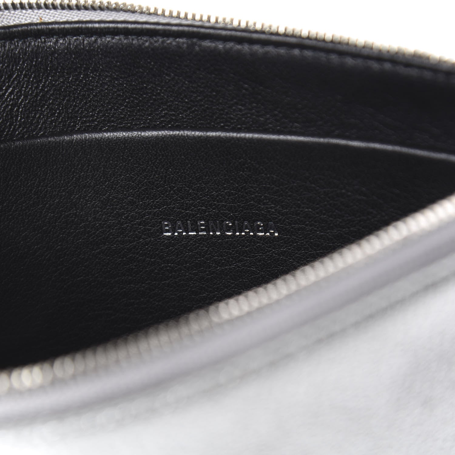 Balenciaga Metallic Goatskin Logo Large Everyday Zip Pouch Argent Black 8 of 10