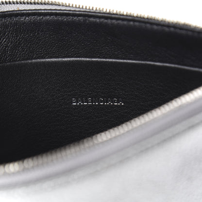 Balenciaga Metallic Goatskin Logo Large Everyday Zip Pouch Argent Black 8 of 10