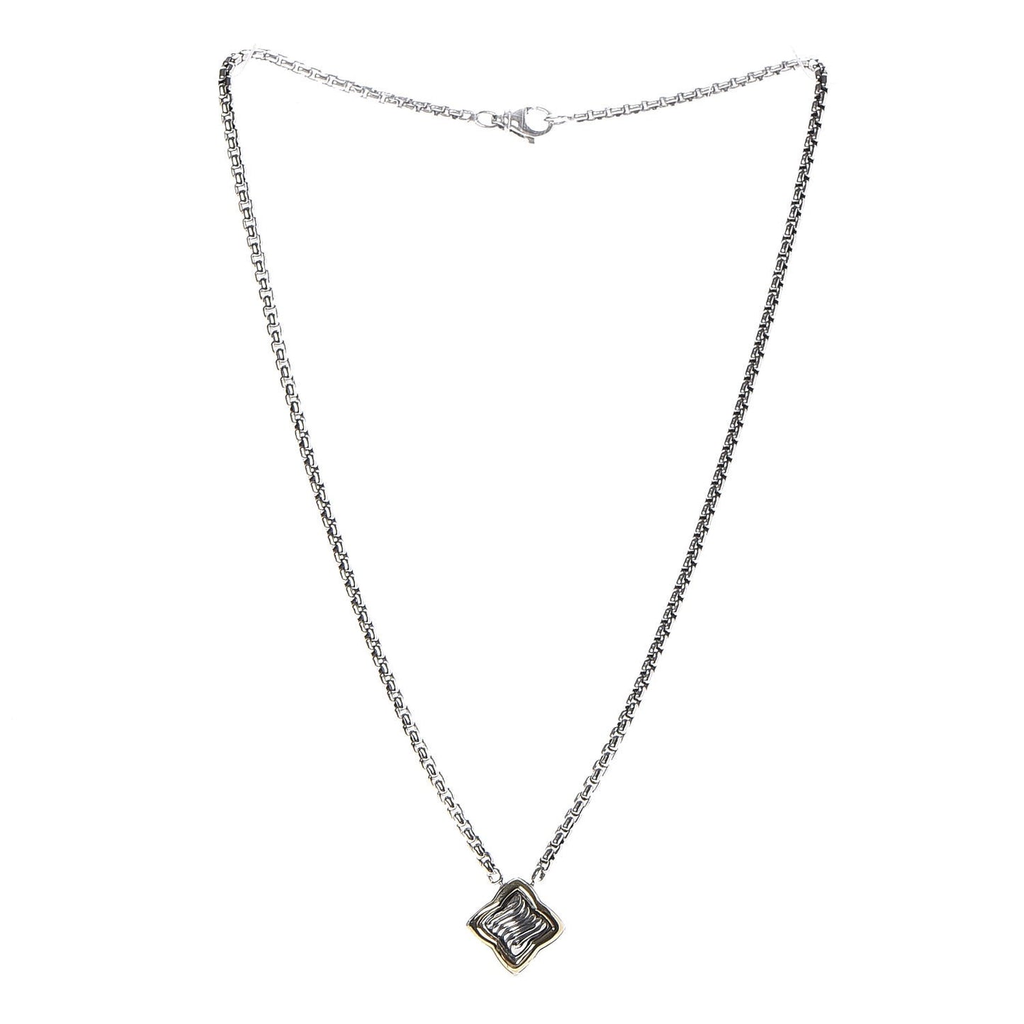 Sterling Silver 18K Yellow Gold Quatrefoil Pendant Necklace