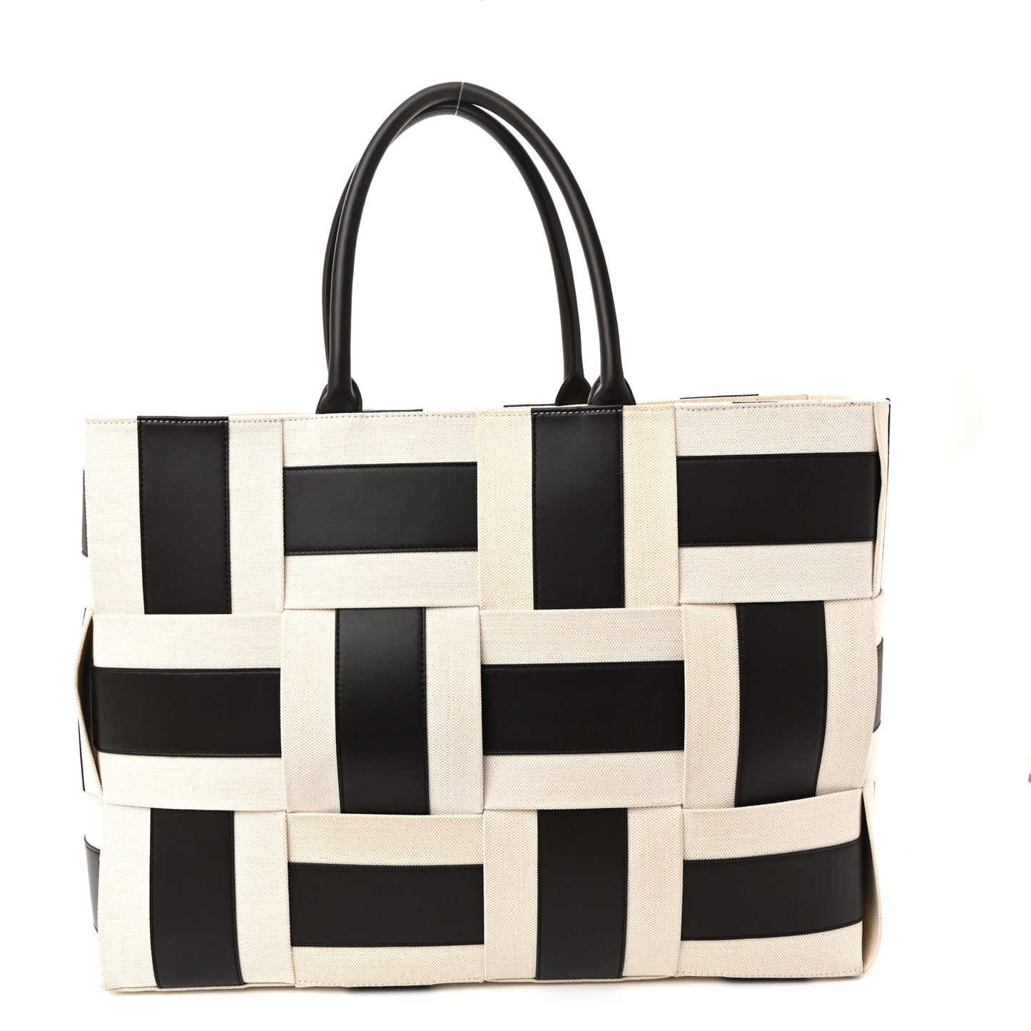 Canvas Nappa Maxi Intrecciato Large Arco Tote Natural Fondant
