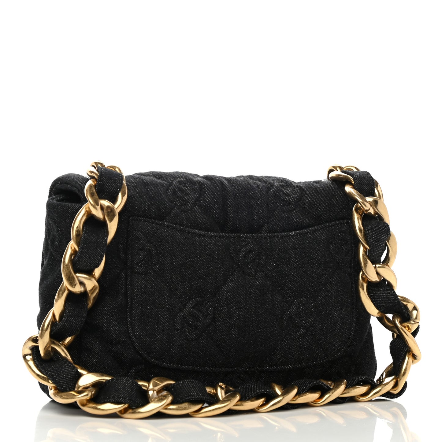 Denim Quilted Medium Funky Town Flap Black