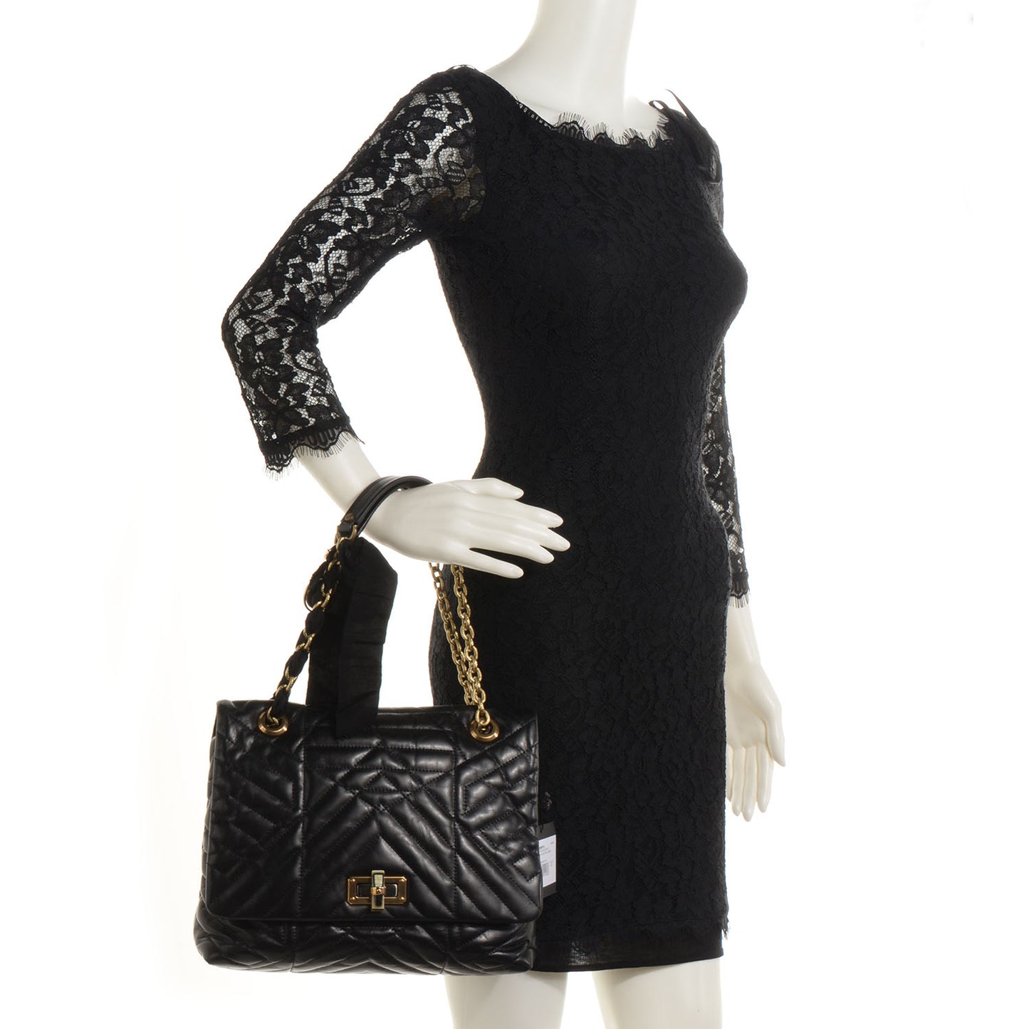 Quilted Calfskin Happy Medium Shoulder Bag Black
