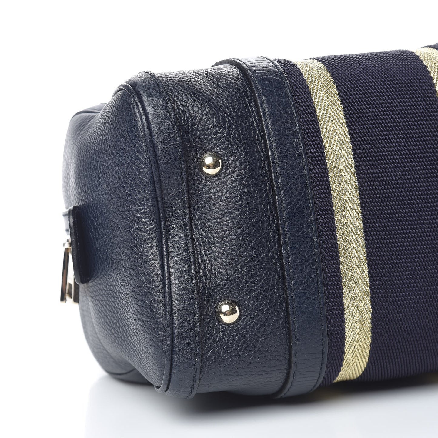 Calfskin Vintage Web Small Boston Navy Blue