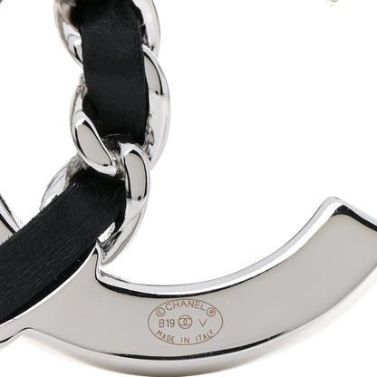 Chanel Lambskin Baguette Crystal CC Brooch Black Silver 4 of 5