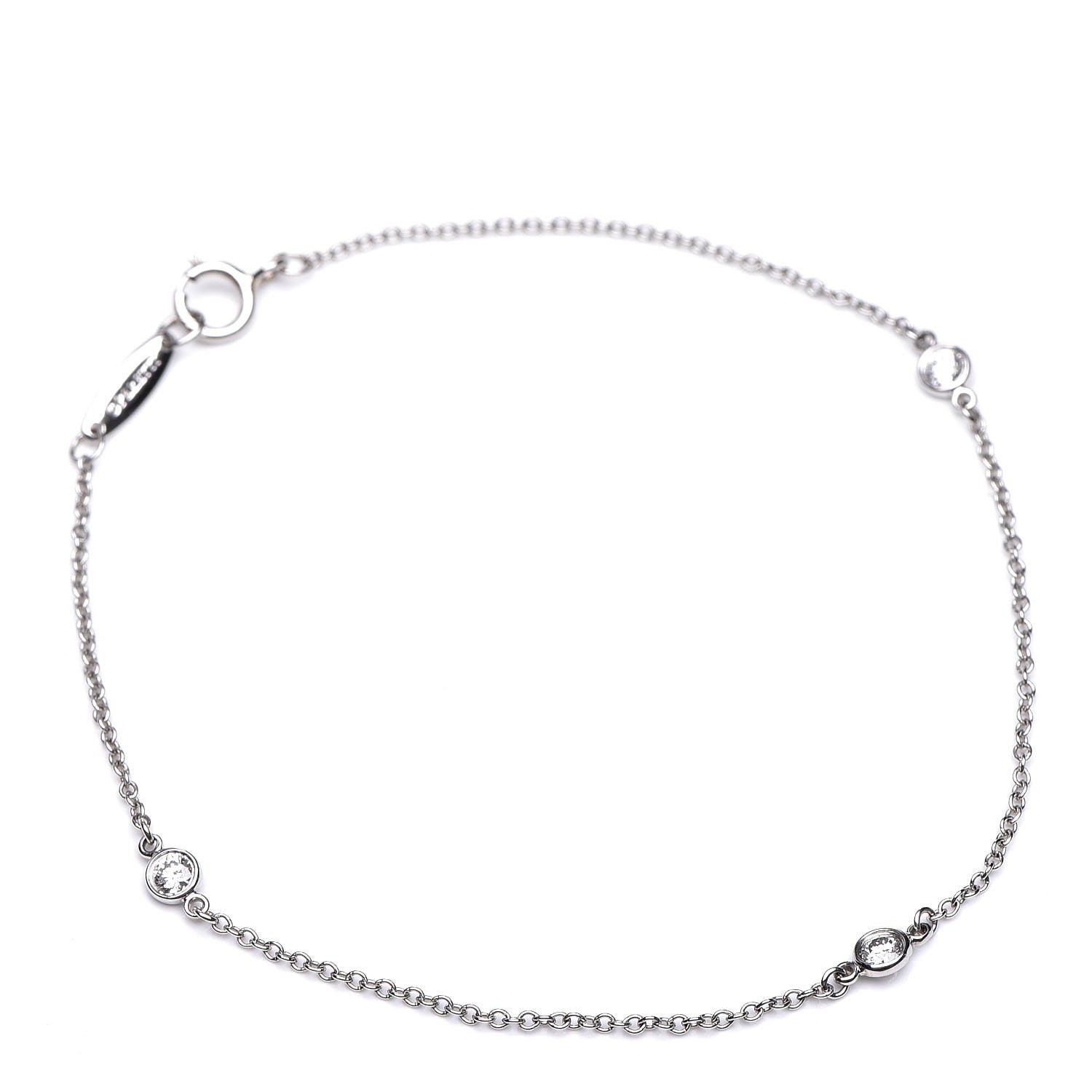 Tiffany Platinum Diamond .15ctw Elsa Peretti Diamonds by the Yard Station Bracelet 1 of 6