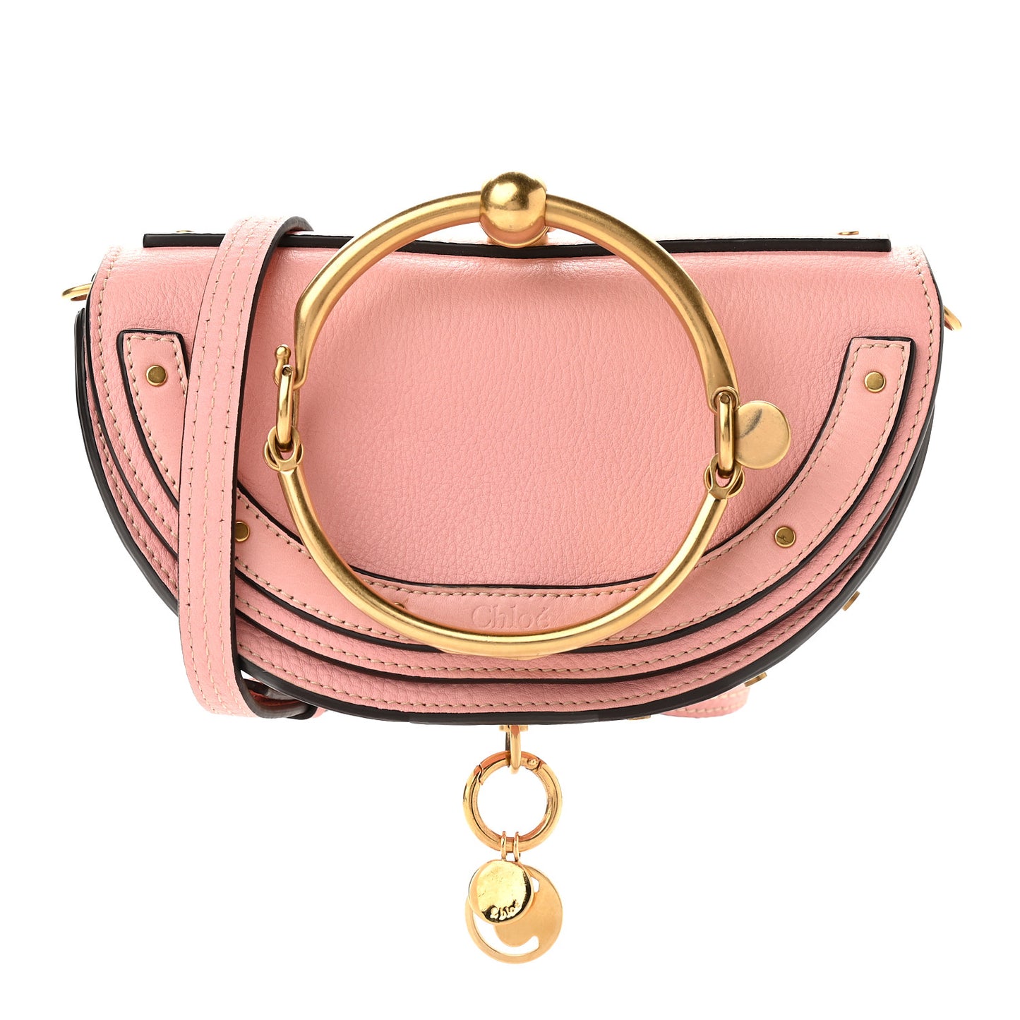 Calfskin Small Nile Bracelet Minaudiere Bag Washed Pink