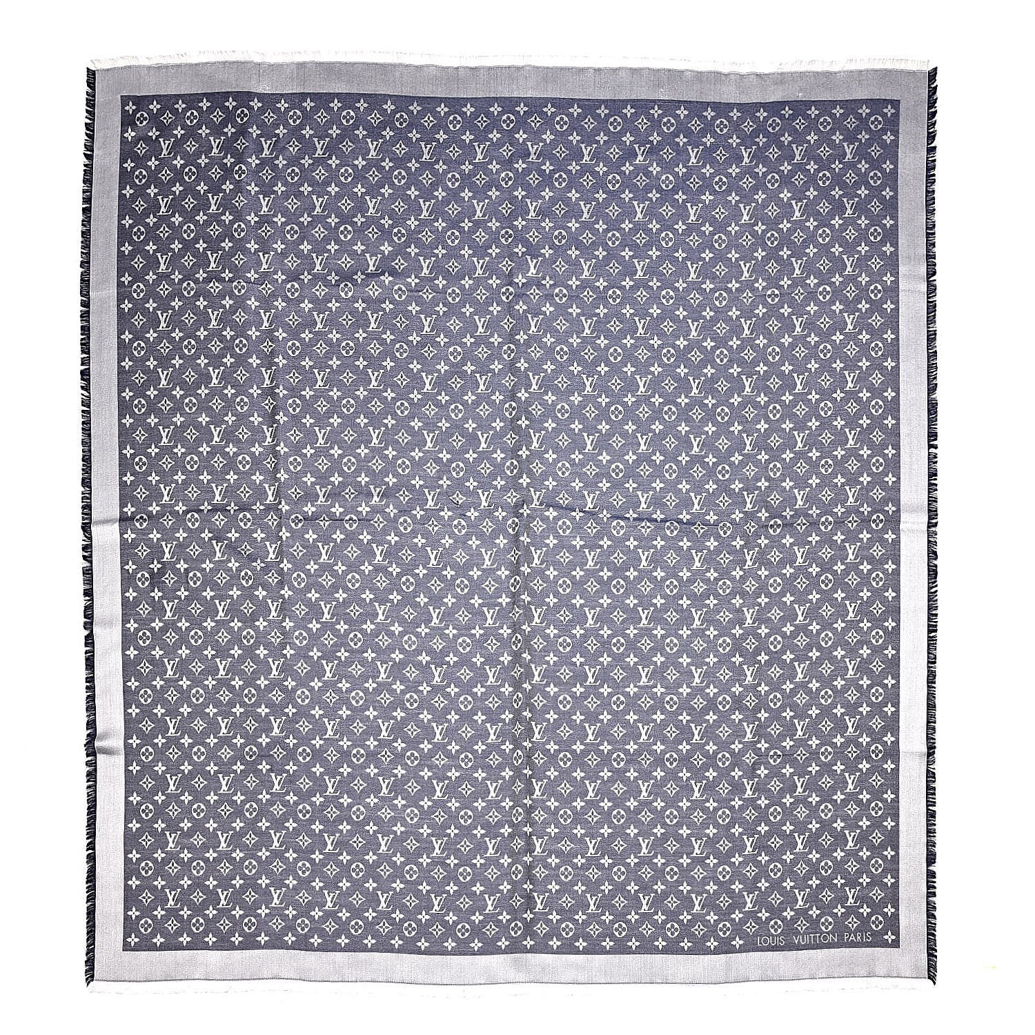 Louis Vuitton Wool Silk Monogram Denim Shawl Blue 1 of 4