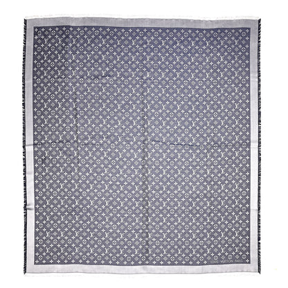 Louis Vuitton Wool Silk Monogram Denim Shawl Blue 1 of 4