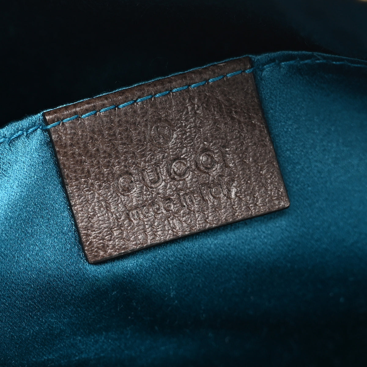 Gucci GG Supreme Monogram Textured Dollar Calfskin Web Small Ophidia Dome Shoulder Bag Beige Ebony New Acero 6 of 15