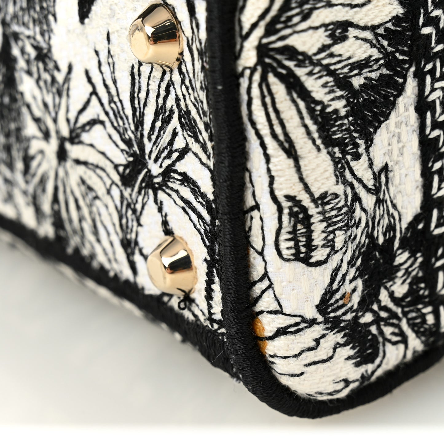 Canvas Embroidered Toile De Jouy Mini Lady D-Lite White Black