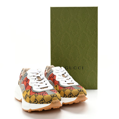 Gucci Monogram Multicolor Demetra Womens Rhyton Sneakers 38 Yellow Blue Great White Tabasco 11 of 11