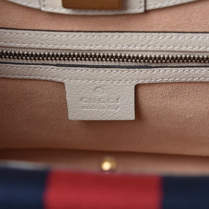 Gucci Grained Calfskin Web Stripe Butterfly Medium Totem Top Handle Bag White 7 of 10
