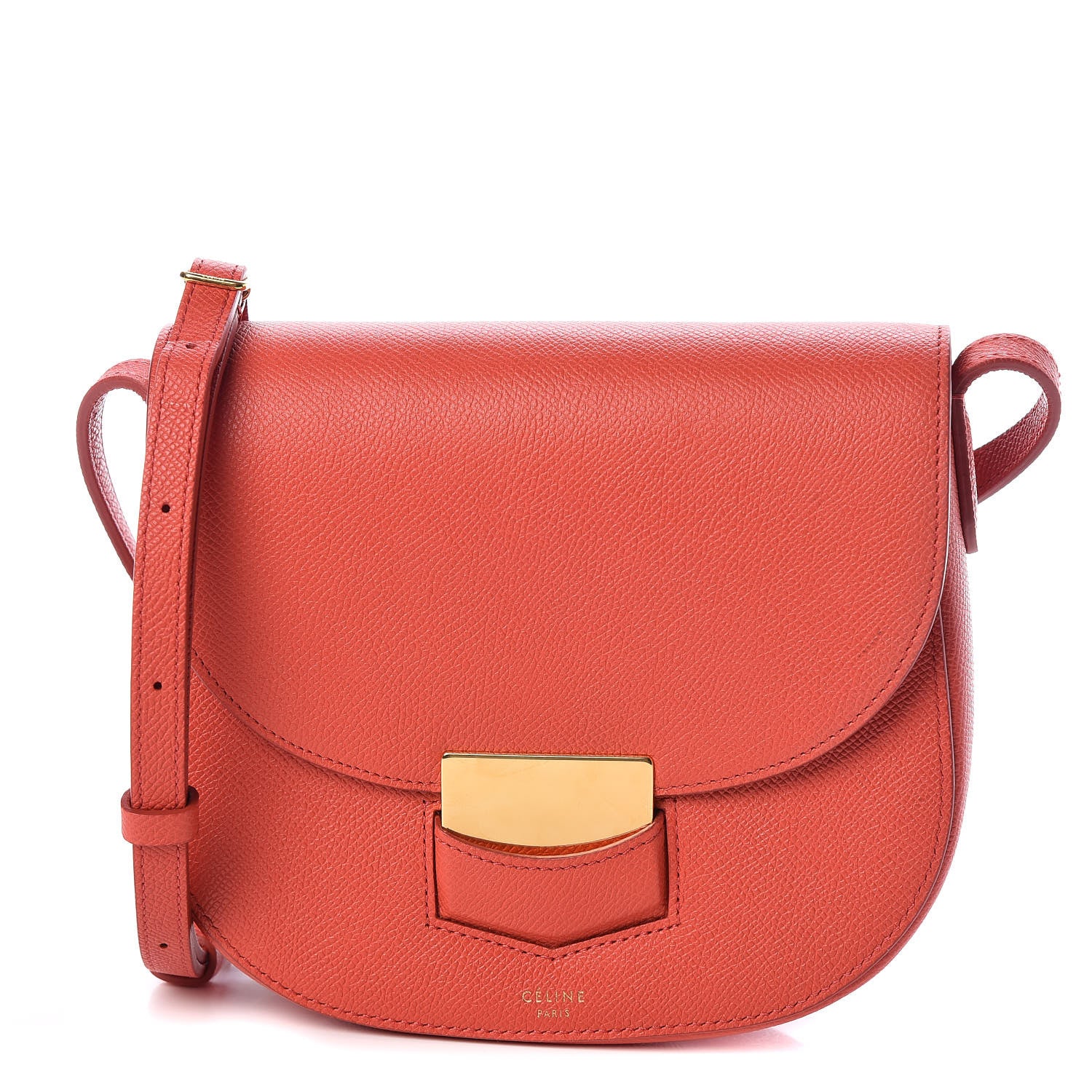 Celine Grained Calfskin Small Trotteur Poppy 1 of 8