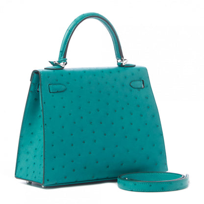 Hermes Ostrich Kelly Sellier 25 Vert Verone 3 of 45