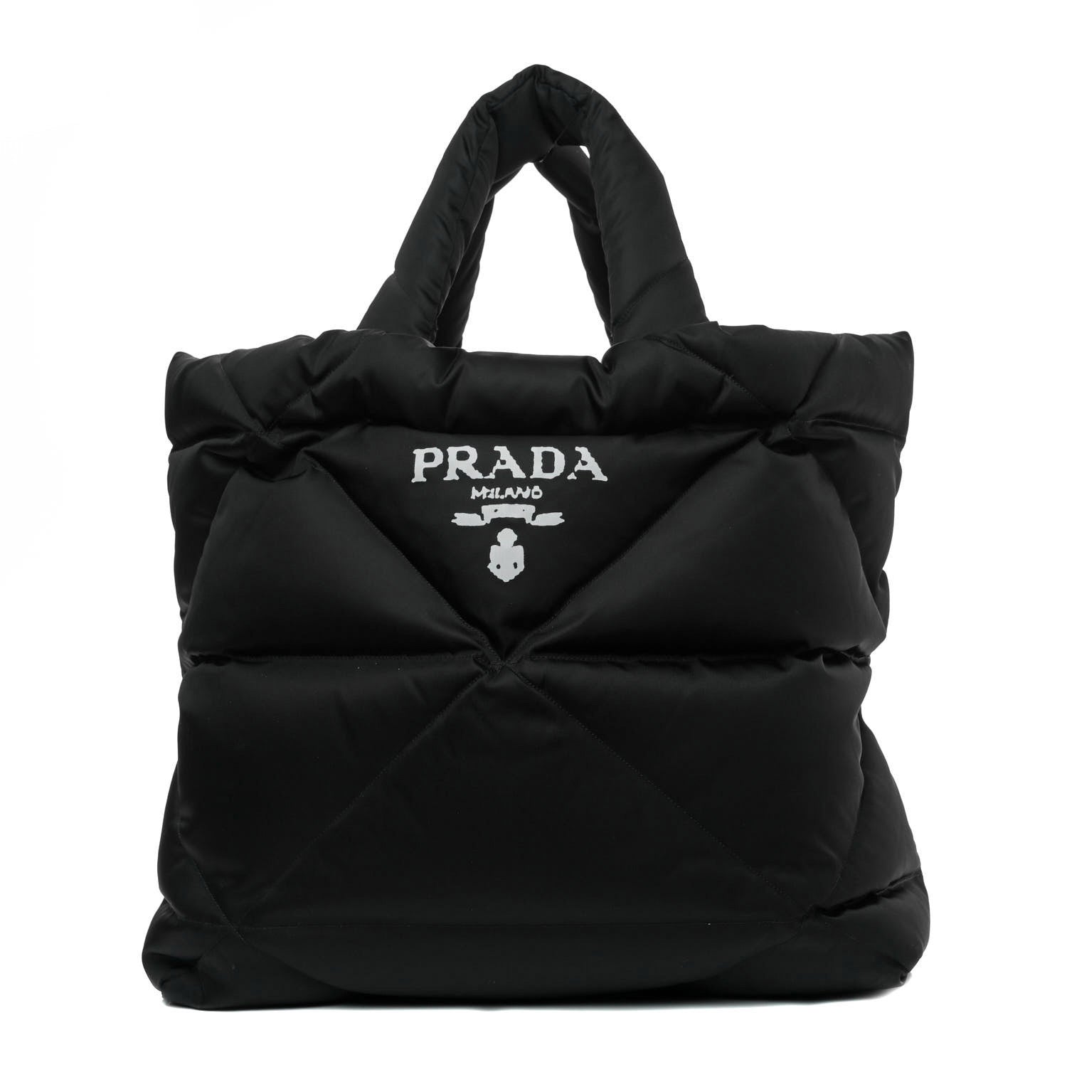 Prada Re-Nylon Triangle Padded Logo Tote Black 1 of 13