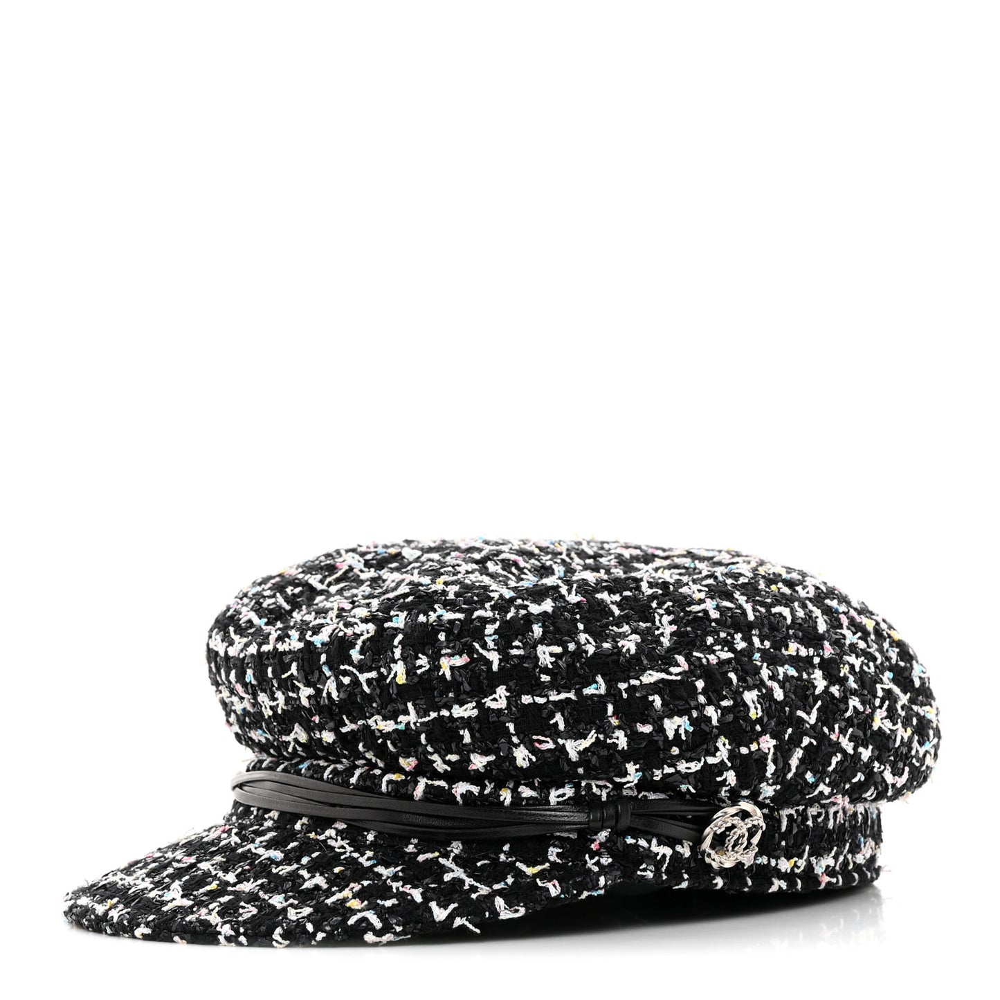 Metallic Tweed Lambskin CC Cap Black White