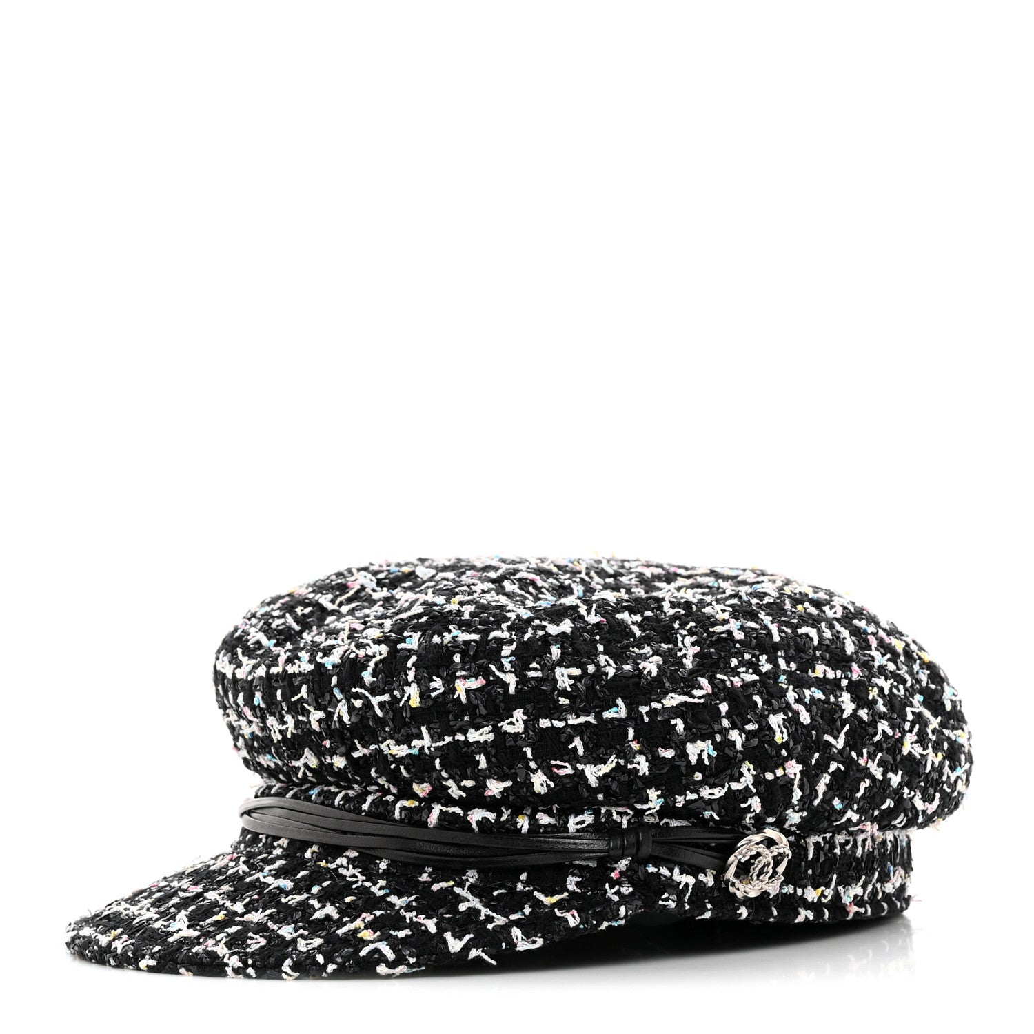 Chanel Metallic Tweed Lambskin CC Cap Black White 1 of 11