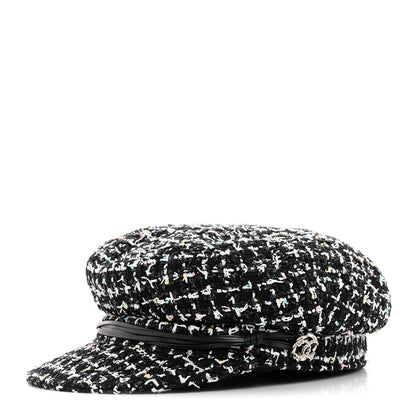 Chanel Metallic Tweed Lambskin CC Cap Black White 1 of 11