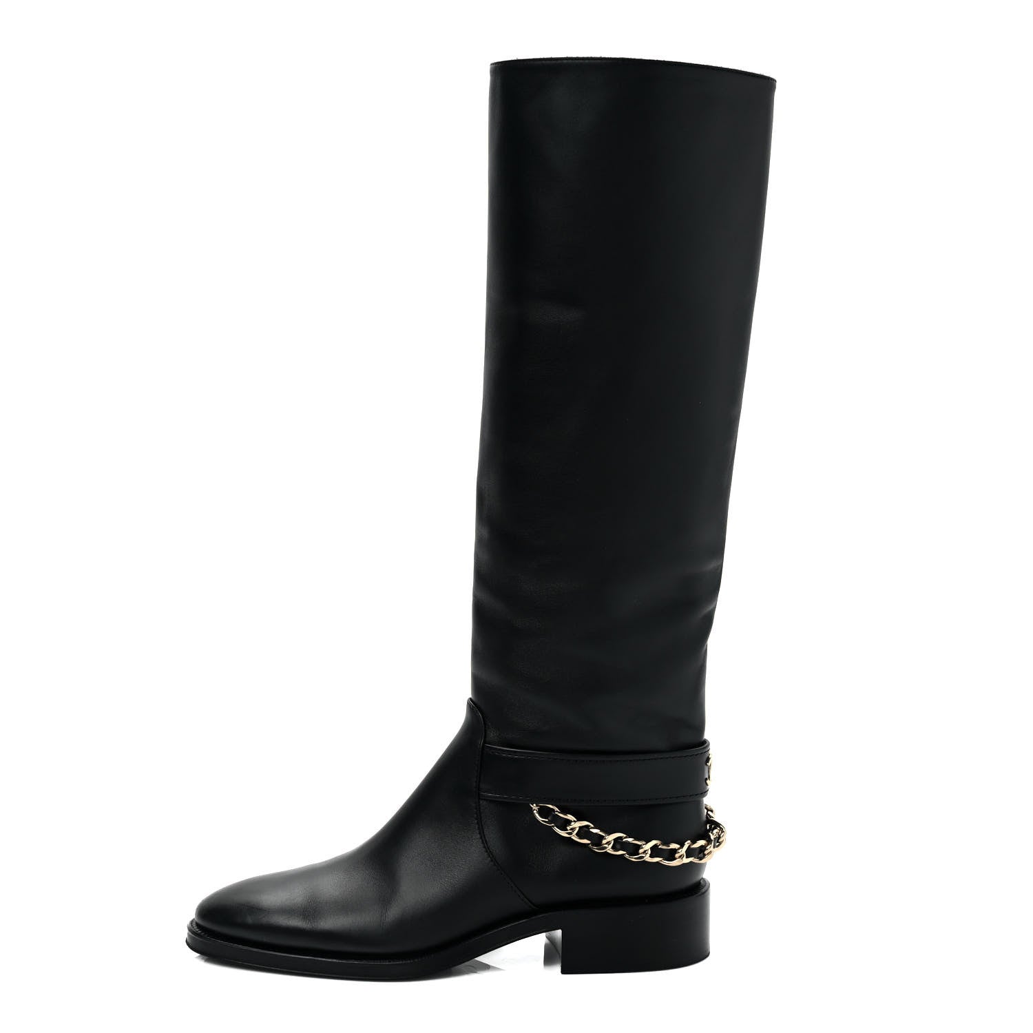 Chanel Calfskin Chain High Boots 39 Black 1 of 12