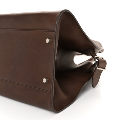 The Row Polished Saddle Calfskin EW Margaux Chestnut Dark Chocolate 9 of 10