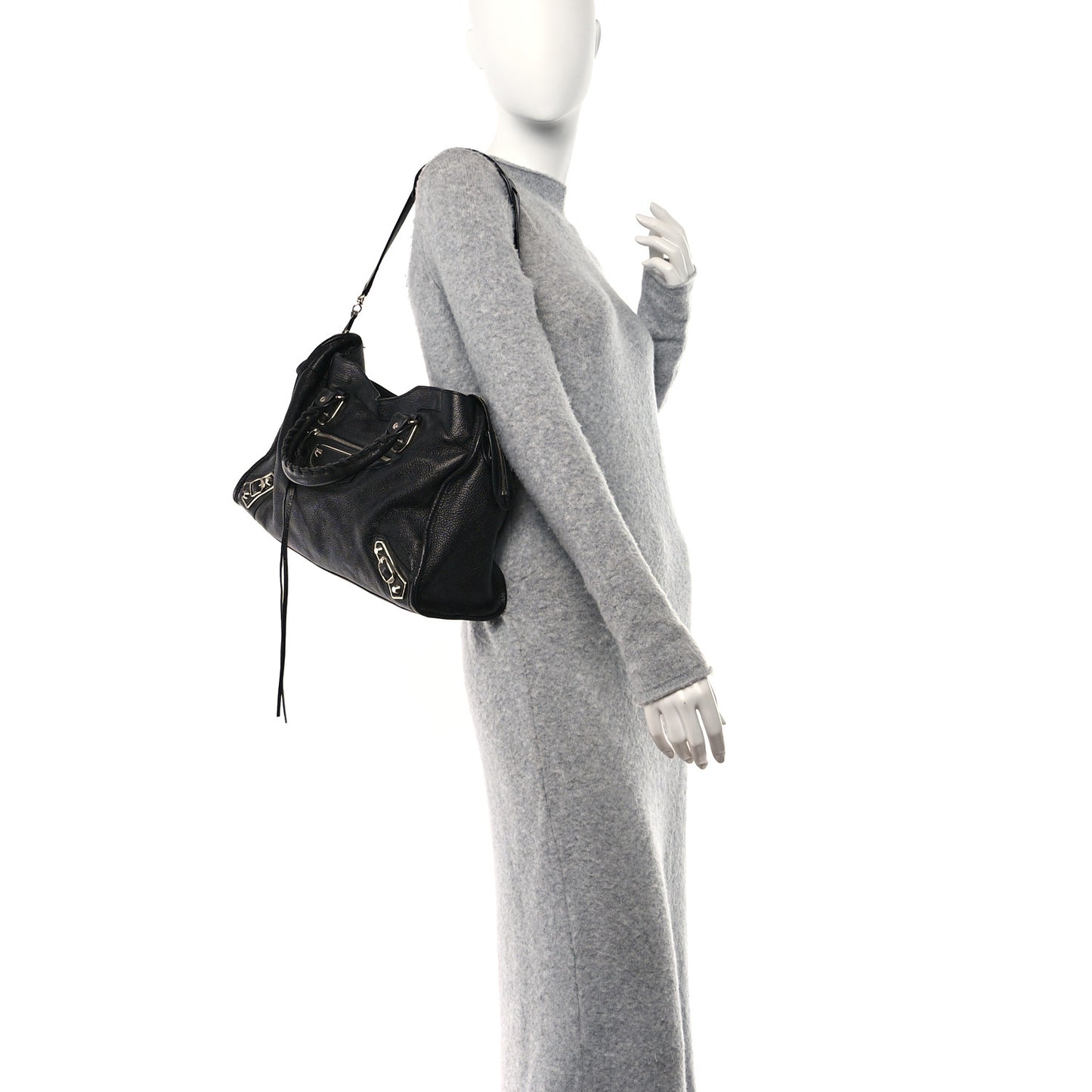 Chevre Silver Metallic Edge Hardware City Black