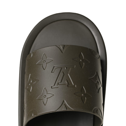 Louis Vuitton Matte Rubber Monogram Embossed Sunbath Slide Sandals 38 Khaki 10 of 11