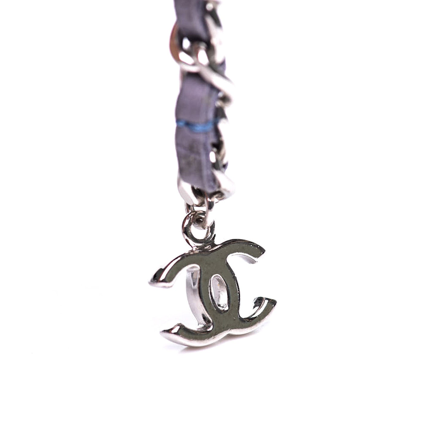 Lambskin Chain Logo Belt Silver Purple
