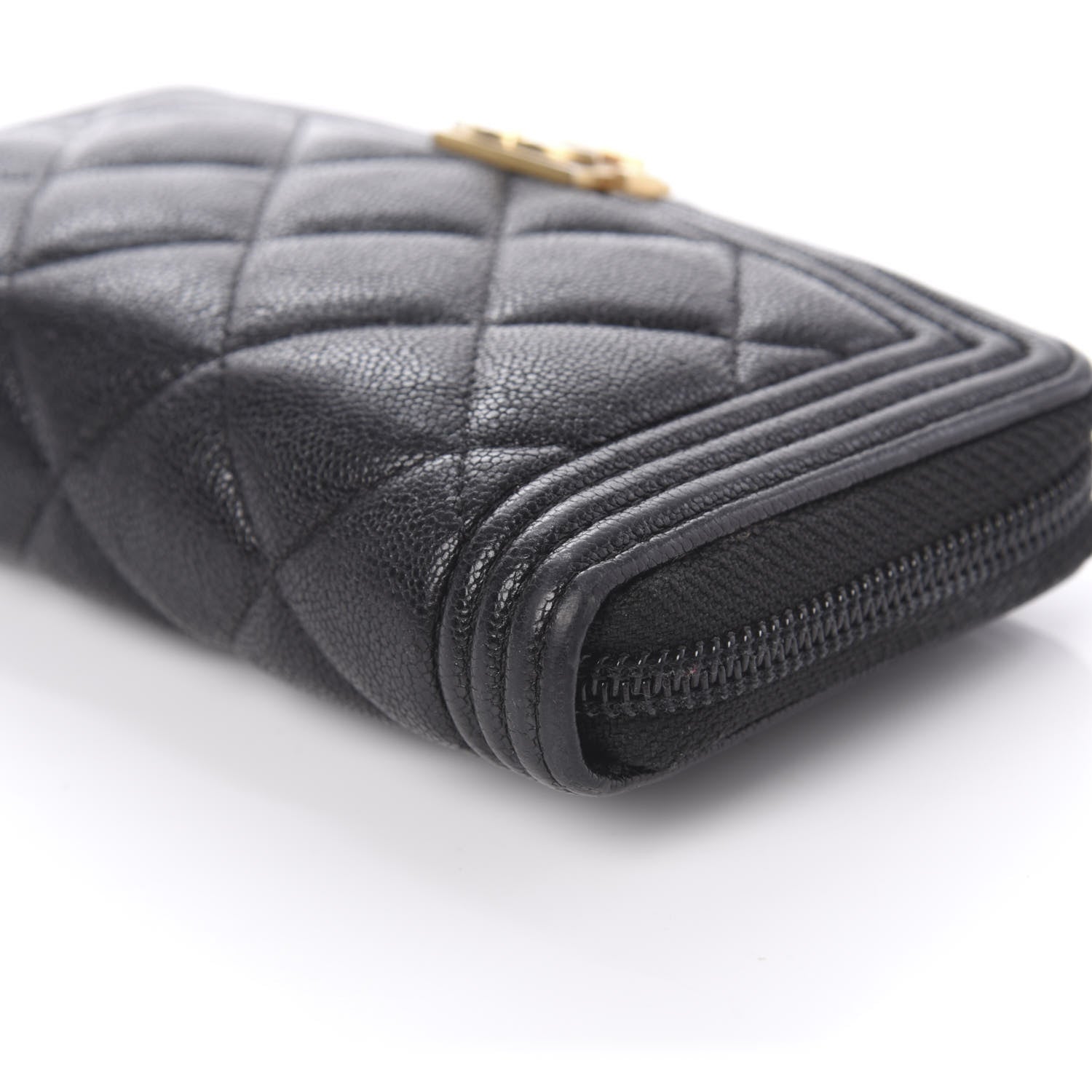 Chanel Caviar Quilted Small Boy Zip Around Wallet Black 7 of 11
