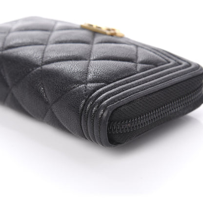 Chanel Caviar Quilted Small Boy Zip Around Wallet Black 7 of 11