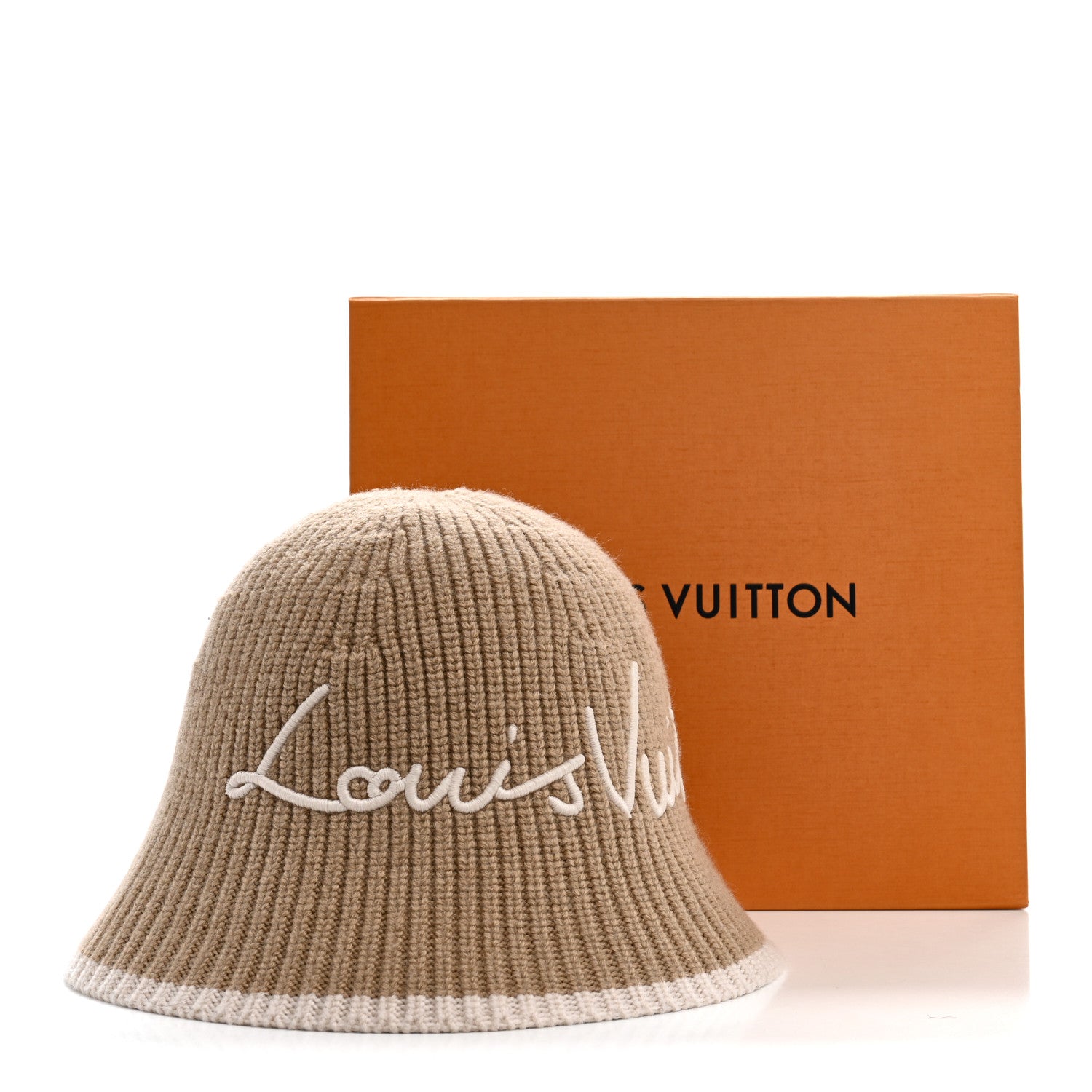 Louis Vuitton Wool LV Script Bucket Hat S Beige Cream 9 of 9