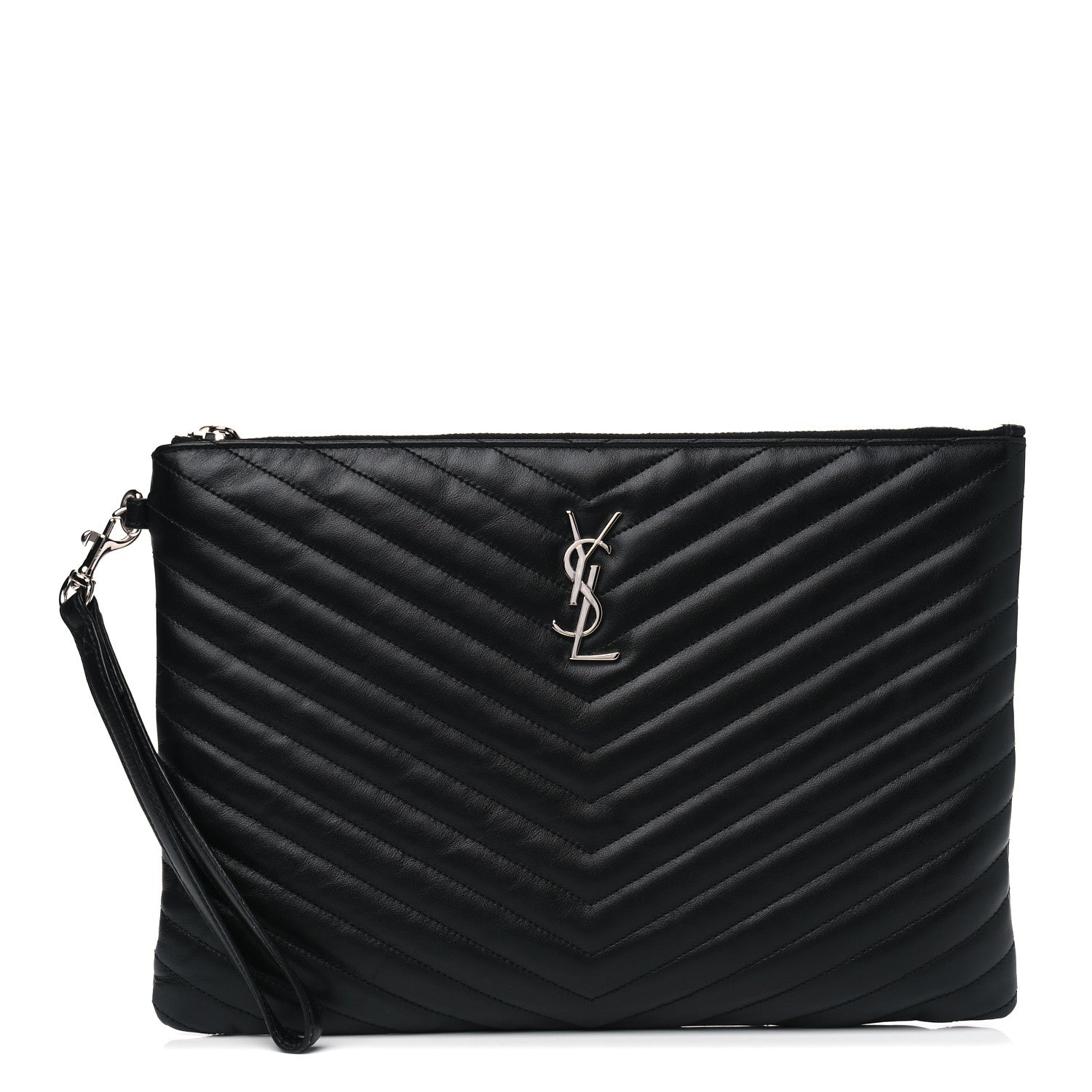 Saint Laurent Calfskin Matelasse Monogram Cassandre Tablet Pouch Black 1 of 4