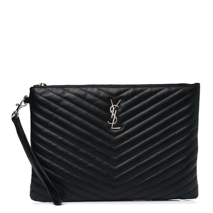 Saint Laurent Calfskin Matelasse Monogram Cassandre Tablet Pouch Black 1 of 4
