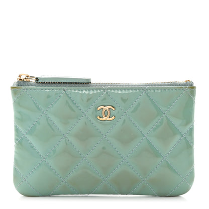 Chanel Patent Quilted Small Cosmetic Case Light Blue 1 of 11